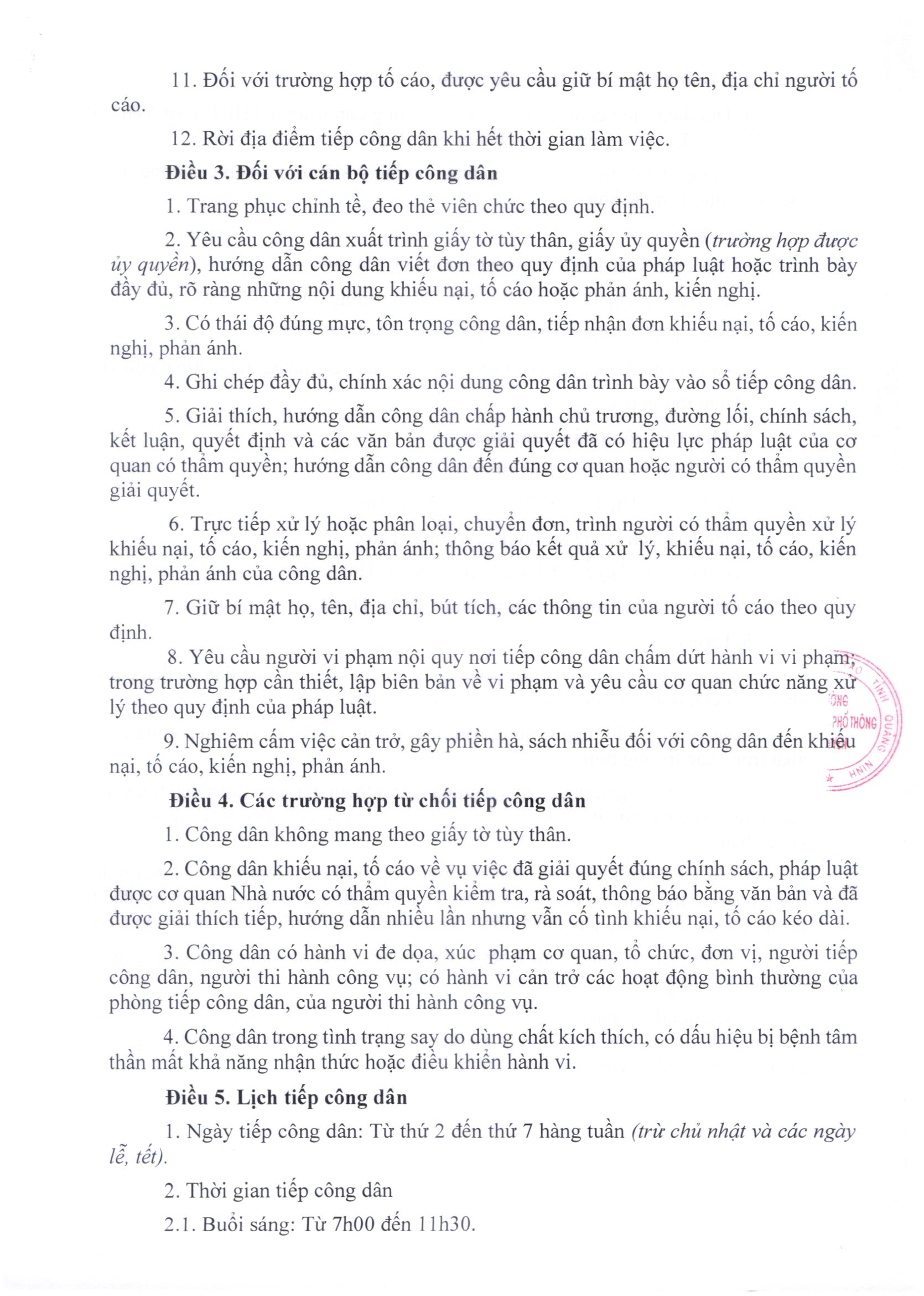 2022 11 04 QĐ 168 Ban hành Nội quy tiếp công dân năm học 2022 2023 03